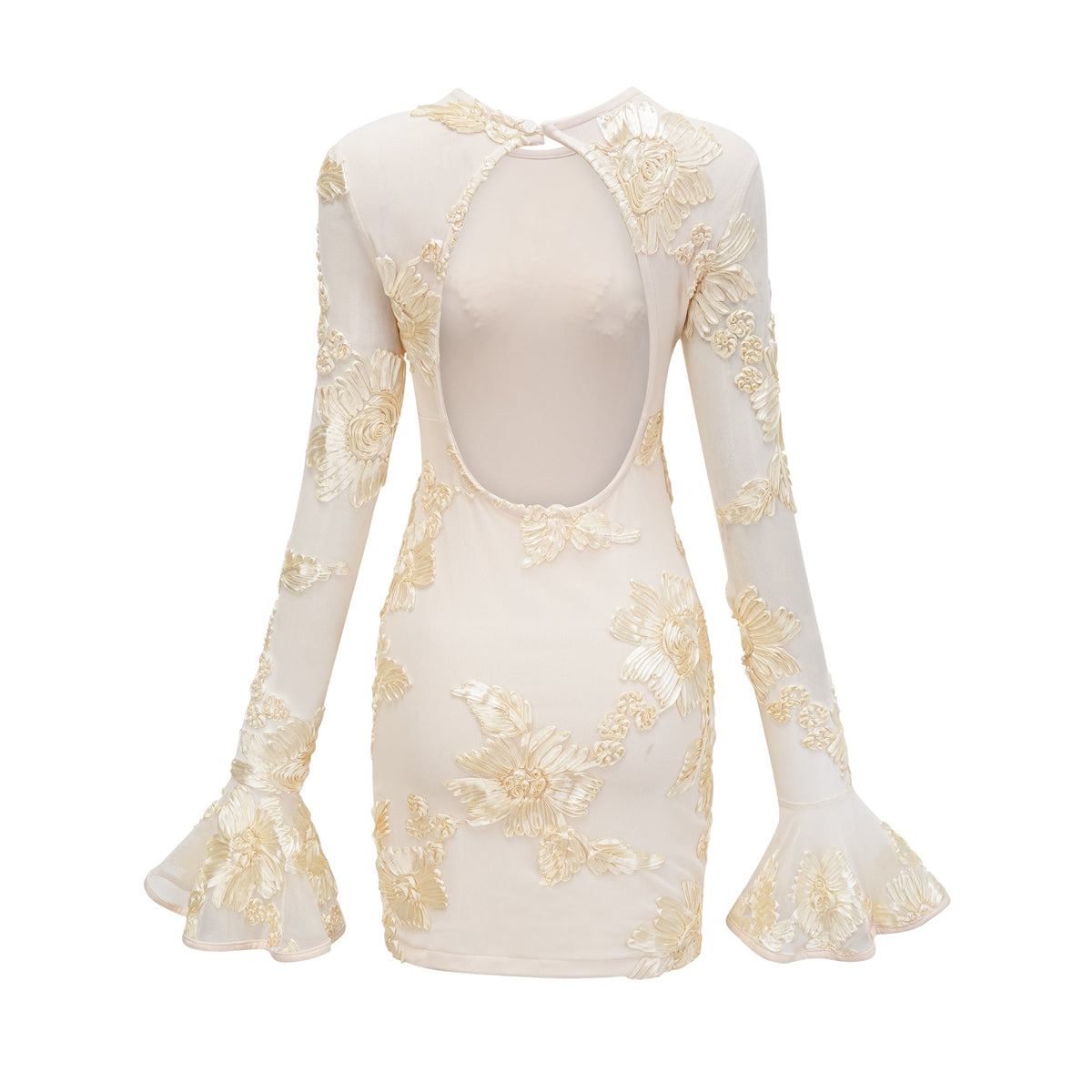 Nalini floral-embroidered open-back dress