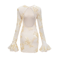 Nalini floral-embroidered open-back dress