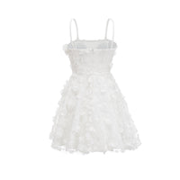 Apolline white faux-flower mini dress