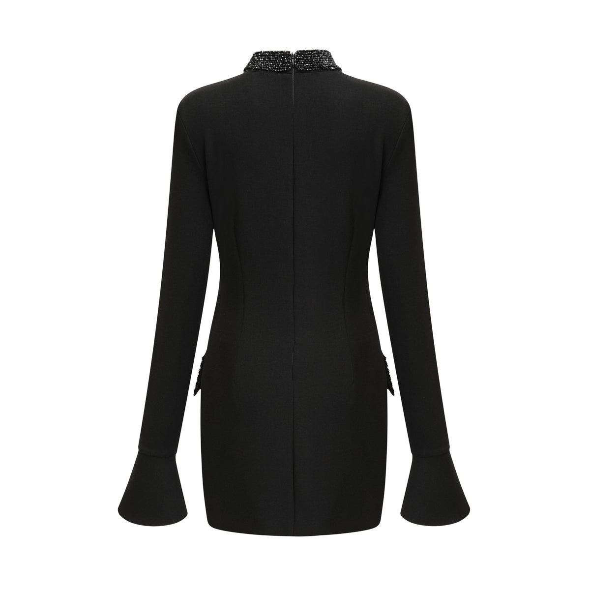Gaëlle black embellished long-sleeved dress