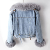 Margaux Luxe Lined Fox Fur Denim Jacket