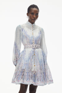 Salome Blue Floral Embellished Mini Dress