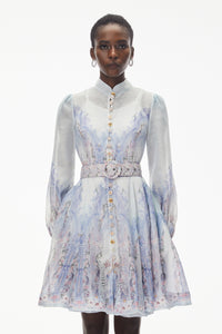 Salome Blue Floral Embellished Mini Dress