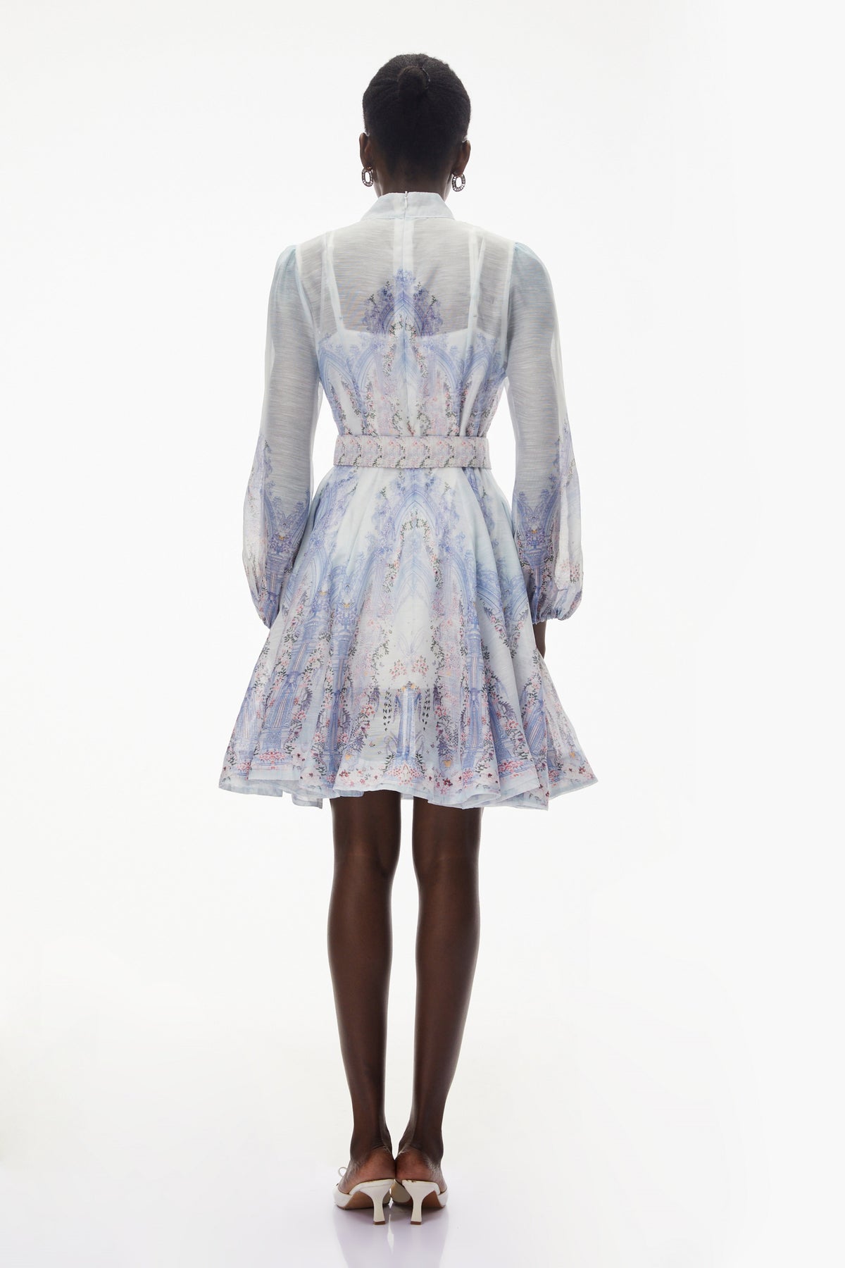 Salome Blue Floral Embellished Mini Dress