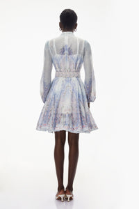 Salome Blue Floral Embellished Mini Dress