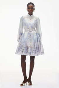 Salome Blue Floral Embellished Mini Dress