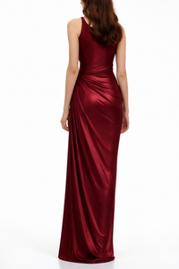 Samuri Burgundy Cowl Neck Slip Maxi Dress