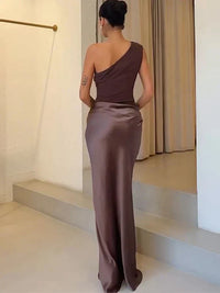 Luna™ | Satin Maxi Dress with Slit