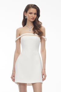 Scarlett Ivory Off Shoulder Fitted Mini Dress