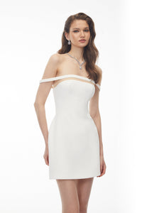 Scarlett Ivory Off Shoulder Fitted Mini Dress