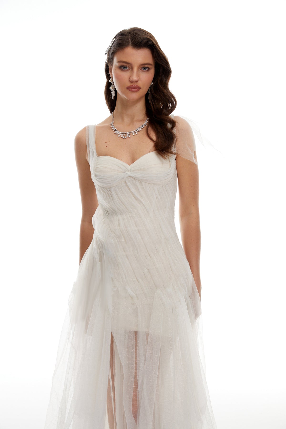 Scarlett White Tulle Corset Maxi Dress