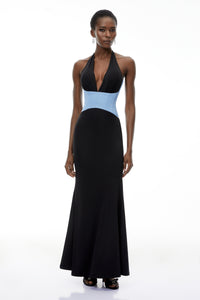 Simone Black Color Block Mermaid Maxi Dress