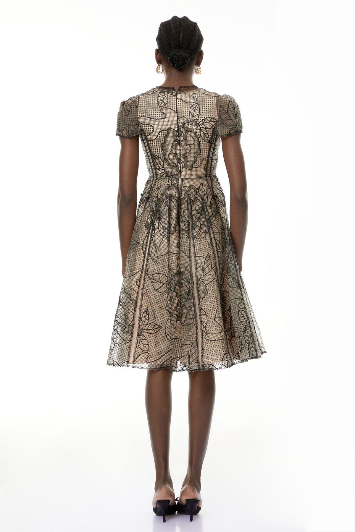 Sisanda Black Semi Sheer Floral Midi Dress