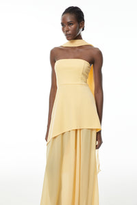 Solène Yellow Off-Shoulder Ruched Maxi Gown