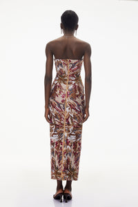 Stefania Pink Off Shoulder Floral Embroidered Maxi Dress