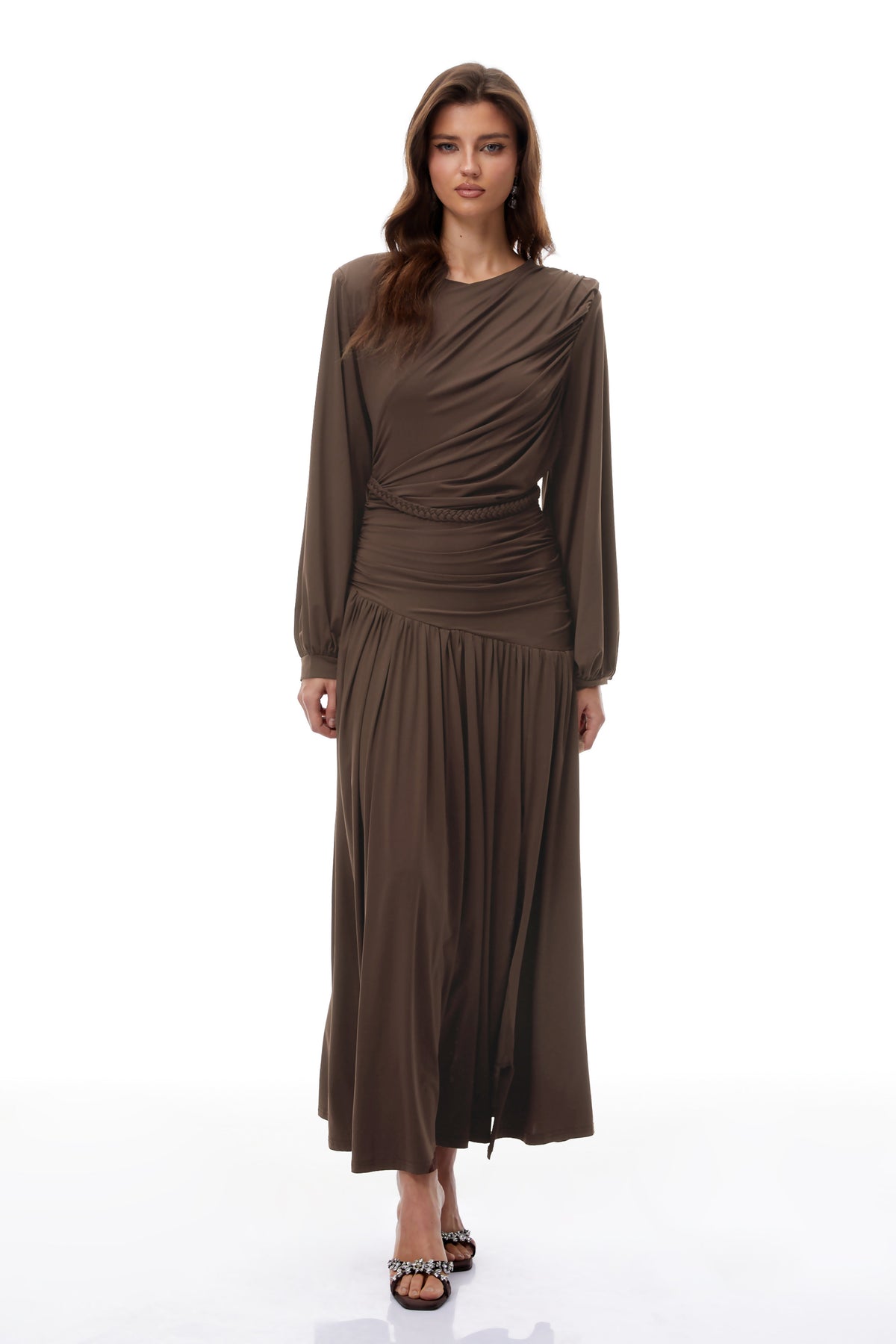 Tabitha Brown Braid Detail Ruched Maxi Dress