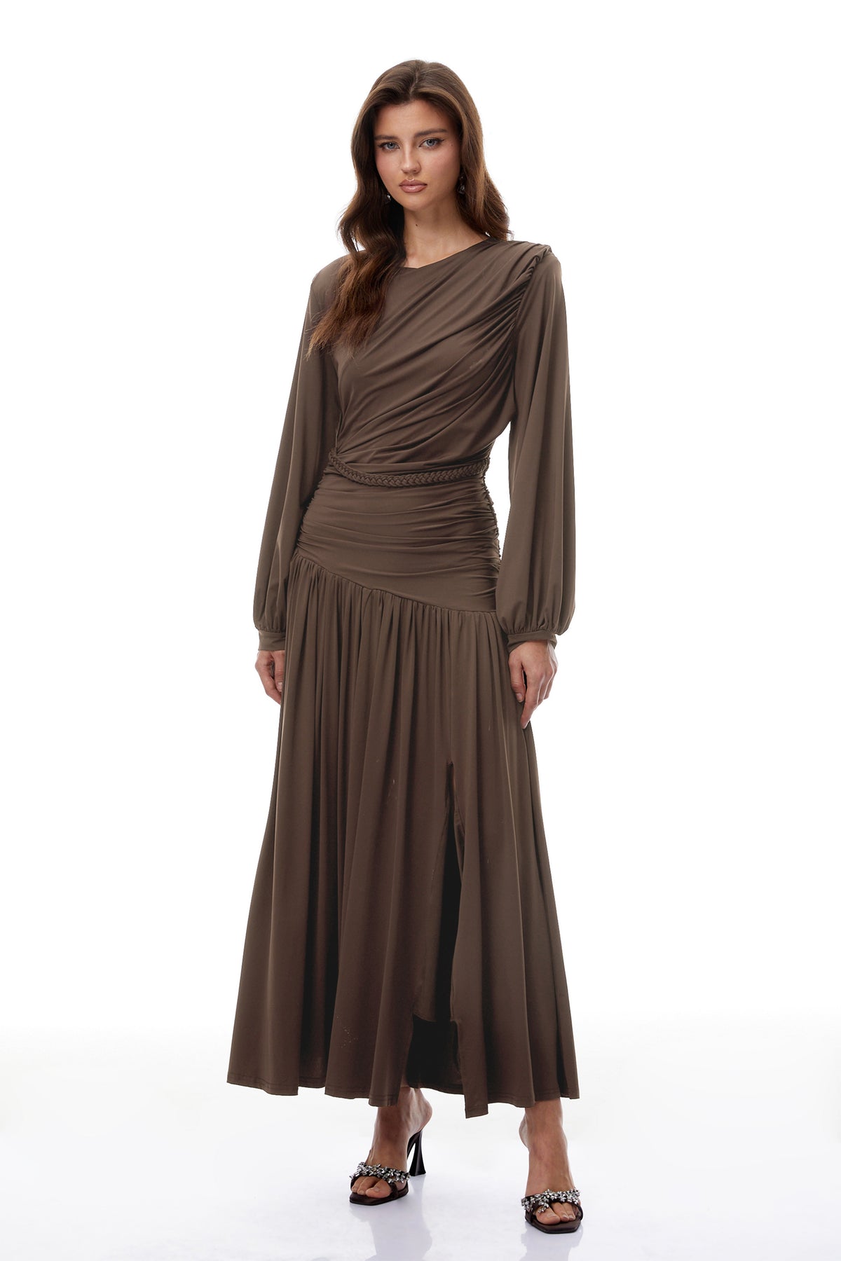 Tabitha Brown Braid Detail Ruched Maxi Dress
