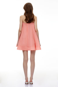 Tisiphone Pink Off Shoulder Mini Dress with 3D Florals