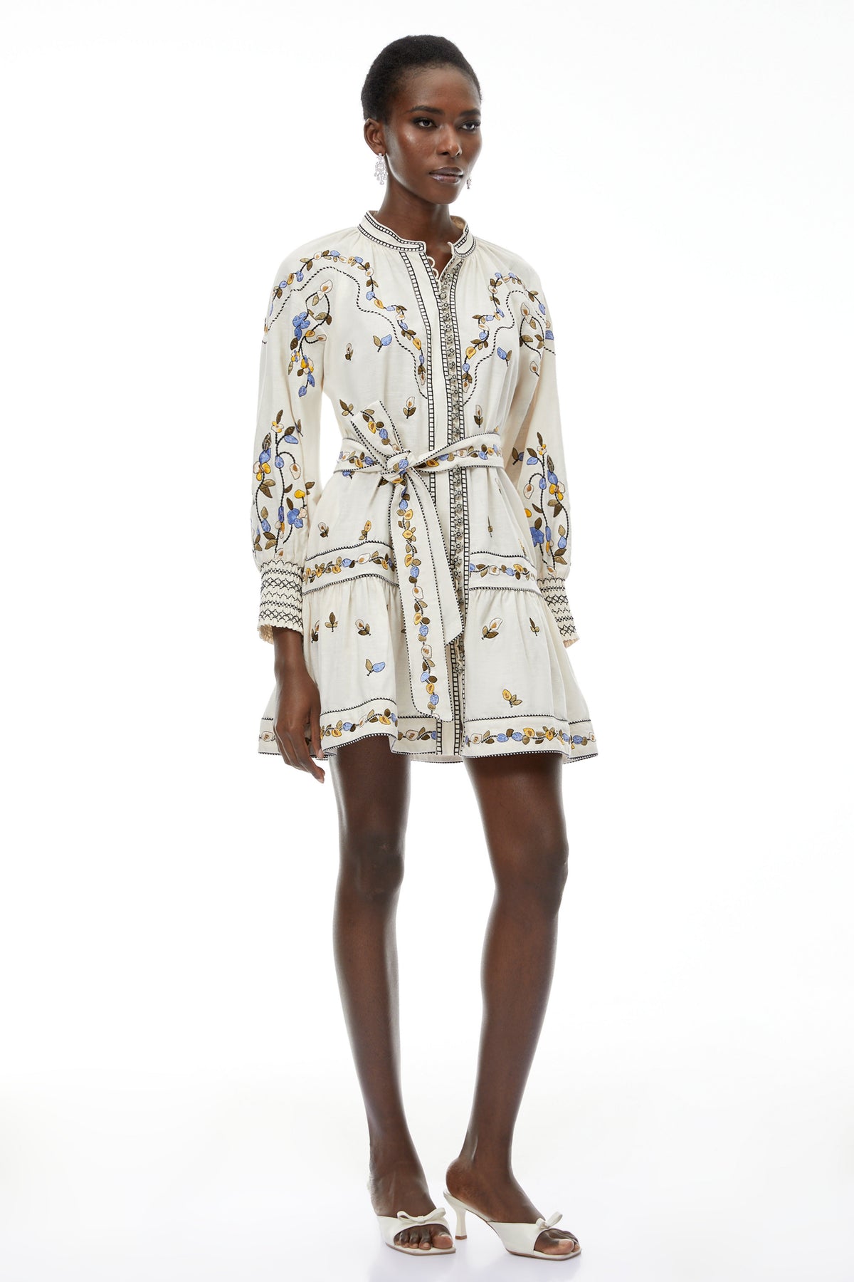 Tove White Floral Embroidered Mini Dress