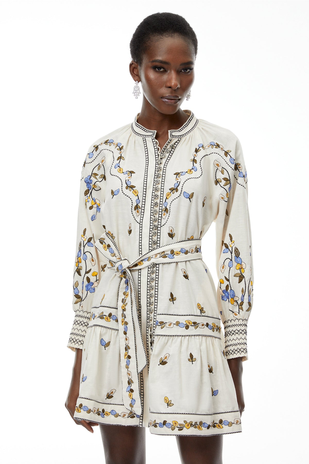 Tove White Floral Embroidered Mini Dress