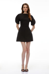 Uliana Black Puff Sleeve Mini Dress