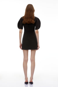 Uliana Black Puff Sleeve Mini Dress