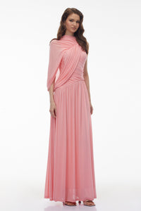 Uliana Pink One Shoulder Ruched Maxi Dress