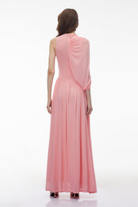 Uliana Pink One Shoulder Ruched Maxi Dress
