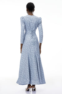 Ursula Blue Floral Print Ruffled Maxi Dress