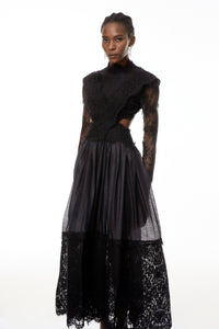 Vanessa Black Sheer Lace Maxi Dress