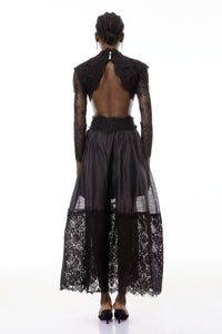 Vanessa Black Sheer Lace Maxi Dress