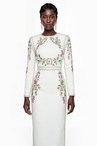 Vanessa White Floral Maxi Dress with Side Slit