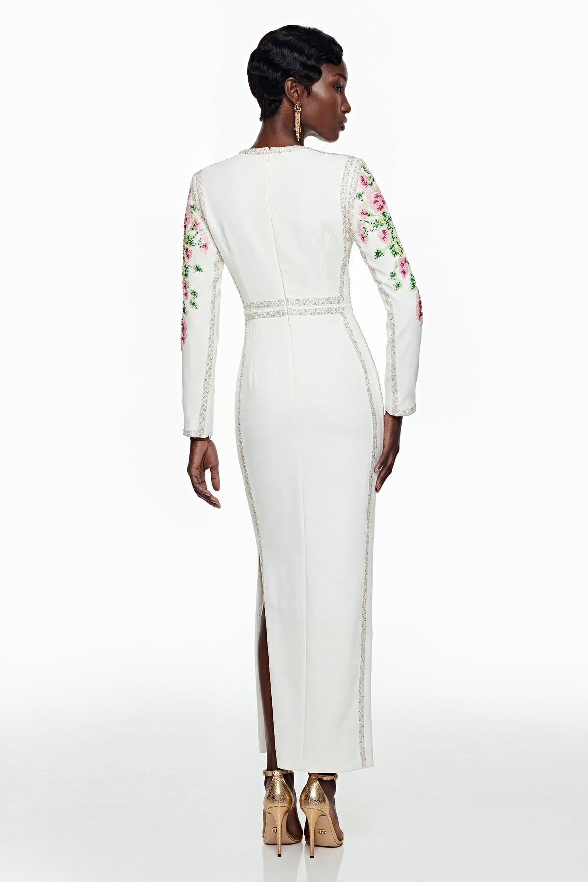 Vanessa White Floral Maxi Dress with Side Slit