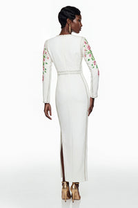Vanessa White Floral Maxi Dress with Side Slit