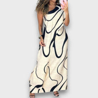 Aurevia – Abstract Off Shoulder Maxi Dress