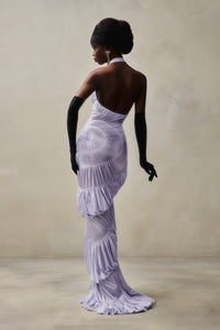 Vilhelmiina Purple Halterneck Shirred Maxi Dress