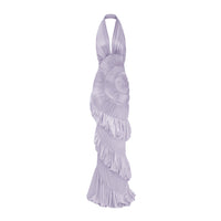 Vilhelmiina Purple Halterneck Shirred Maxi Dress