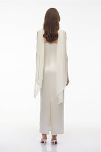 Vivienne White Off Shoulder Sequin Maxi Dress