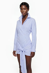 Vuyiswa Blue Striped Shirt Dress with Twist Knot