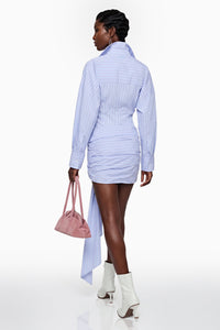 Vuyiswa Blue Striped Shirt Dress with Twist Knot