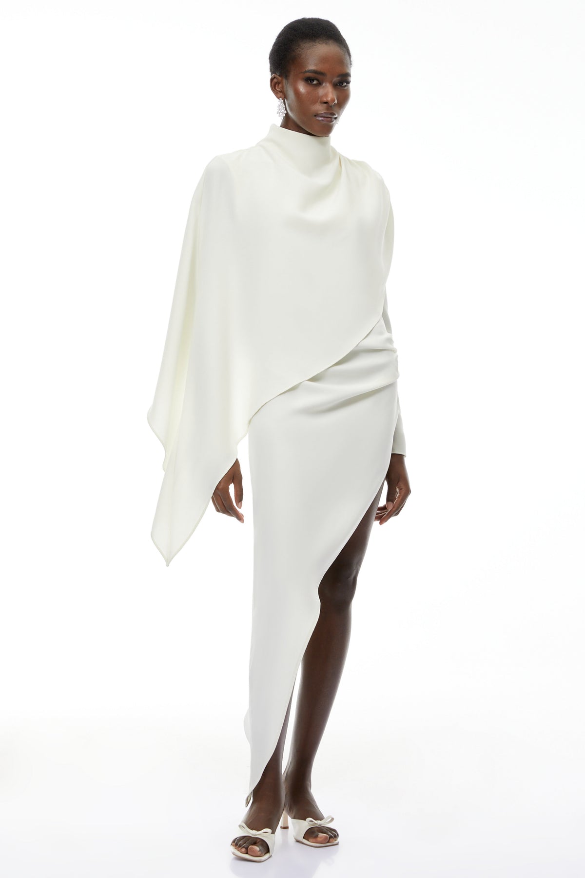 Vuyiswa White Asymmetrical Cape Top