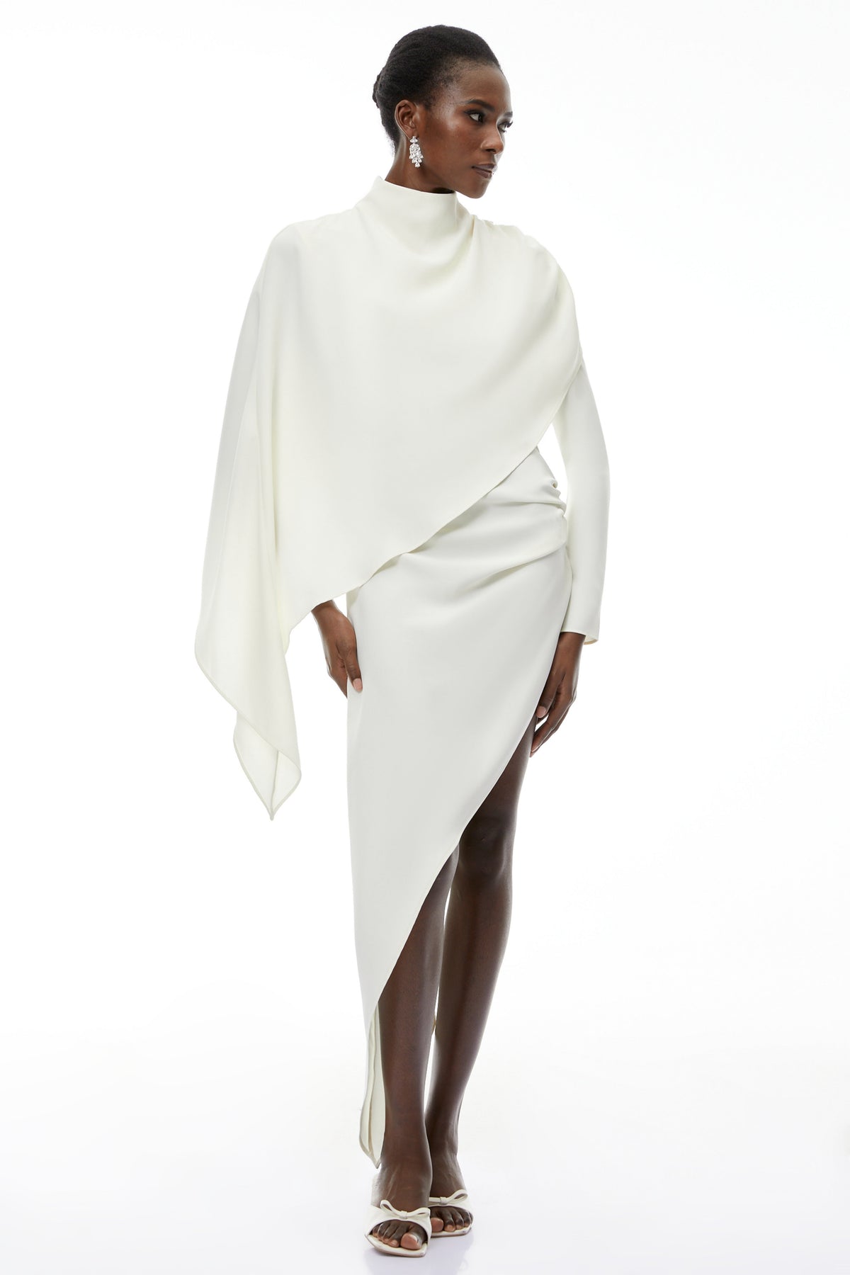 Vuyiswa White Asymmetrical Cape Top