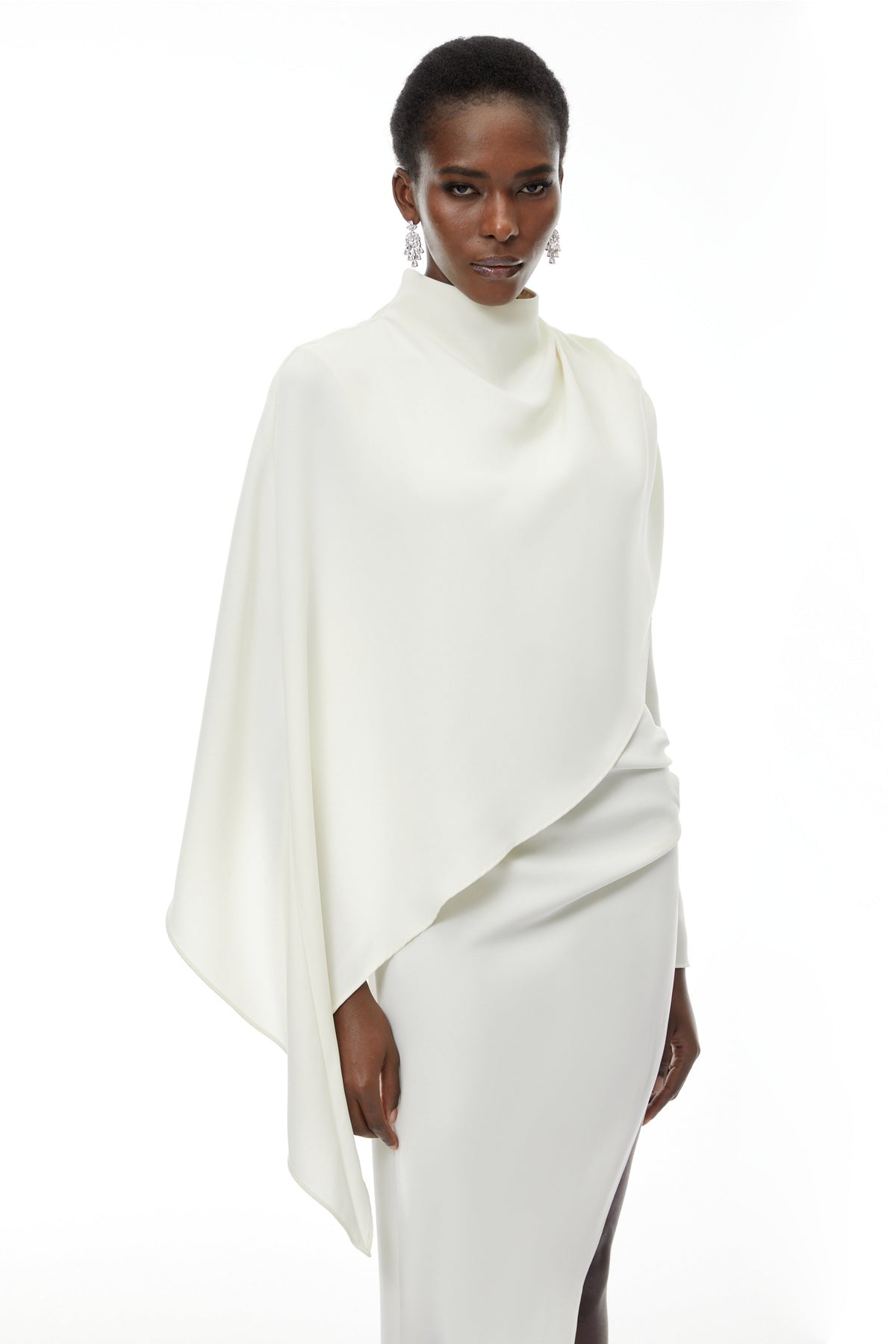 Vuyiswa White Asymmetrical Cape Top