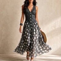 Bianca | Polka-Dot Chiffon Midi Dress