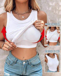 Ribbed Tank Top with Built-in Bra and Pads