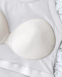 Ribbed Tank Top with Built-in Bra and Pads