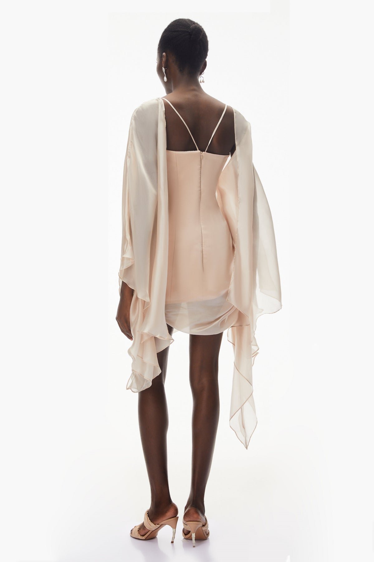 Willow Pink Asymmetrical Ruched Mesh Mini Dress