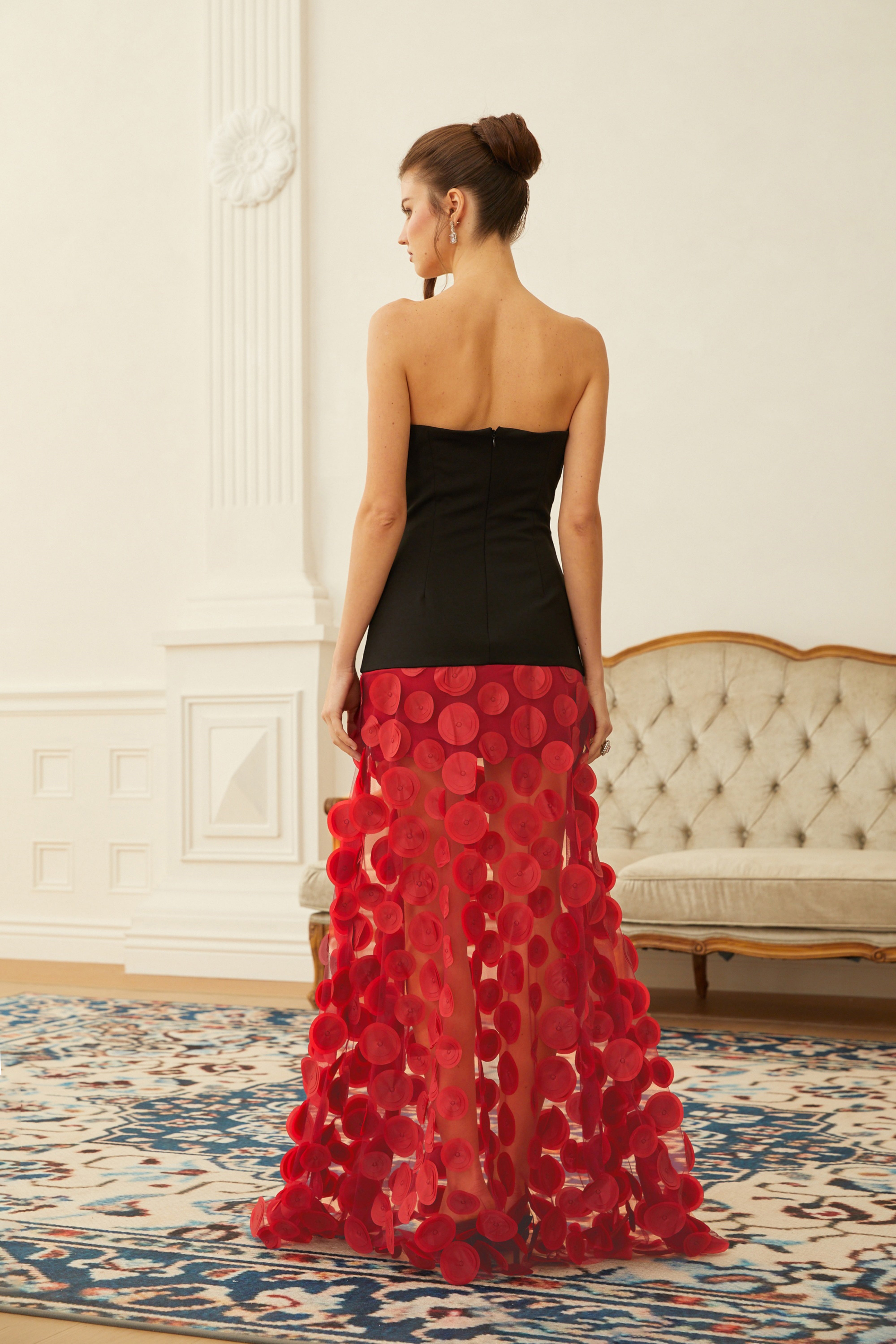 Xénia Two Tone 3D Polka Dot Maxi Dress