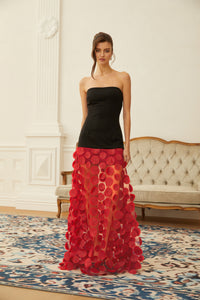 Xénia Two Tone 3D Polka Dot Maxi Dress