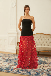 Xénia Two Tone 3D Polka Dot Maxi Dress